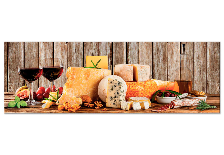 Canvas Summer Feast (1-part) narrow - still life of colorful cheeses 129399
