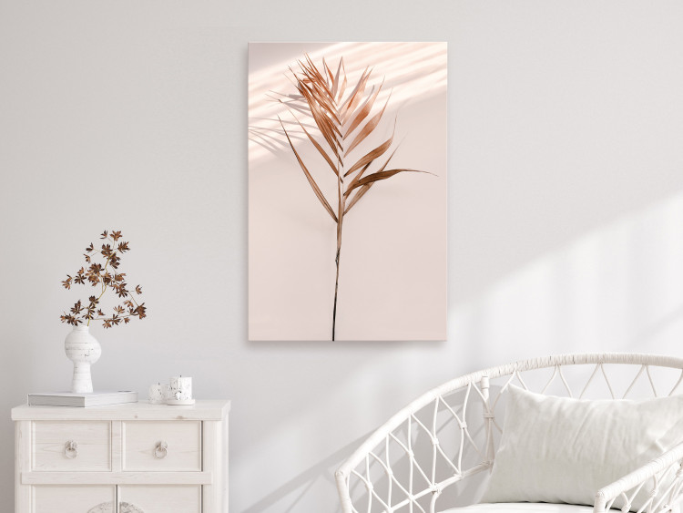 Canvas Exotic Shade (1-part) vertical - palm leaves in sepia motif 129499 additionalImage 3