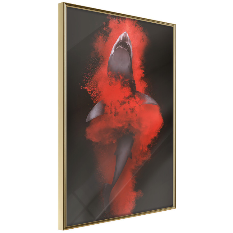 Poster King of the Oceans - abstract shark amidst redness on a black background 129799 additionalImage 14