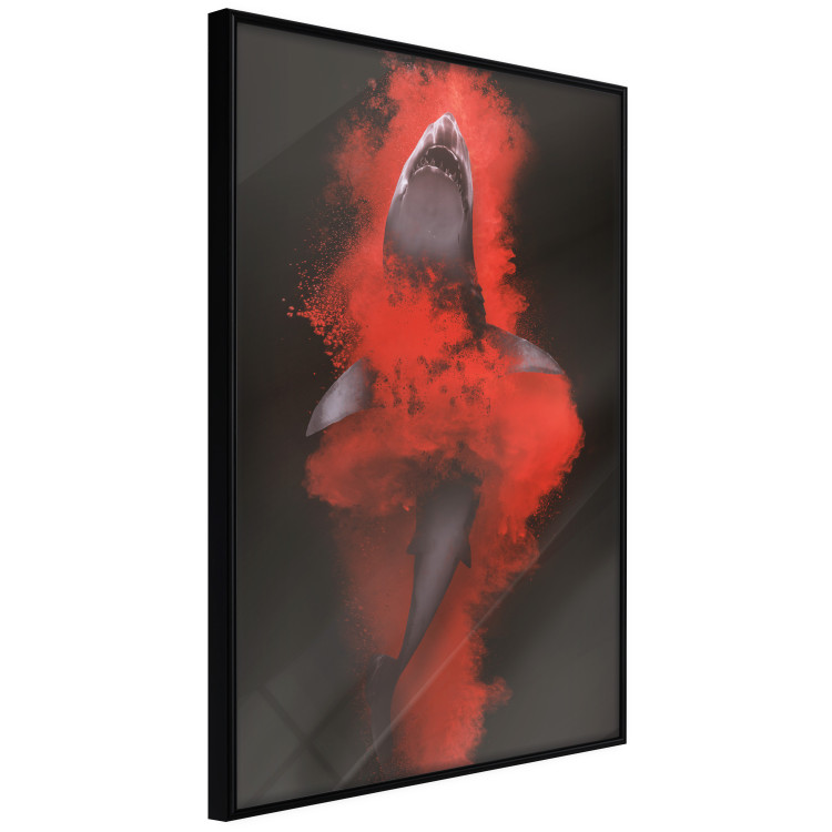 Poster King of the Oceans - abstract shark amidst redness on a black background 129799 additionalImage 11
