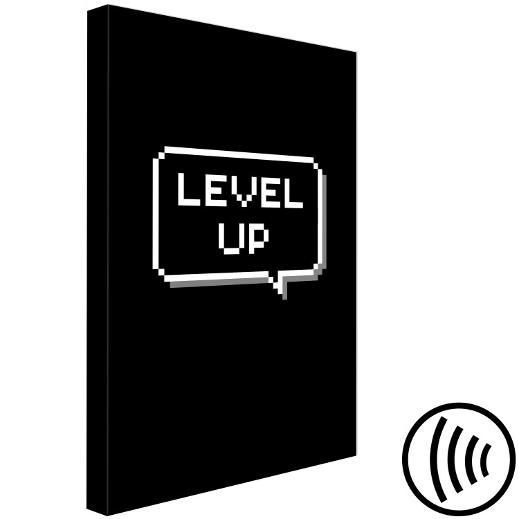 Canvas Art Print Level Up (1-piece) Vertical - black and white English inscriptions 130499 additionalImage 6