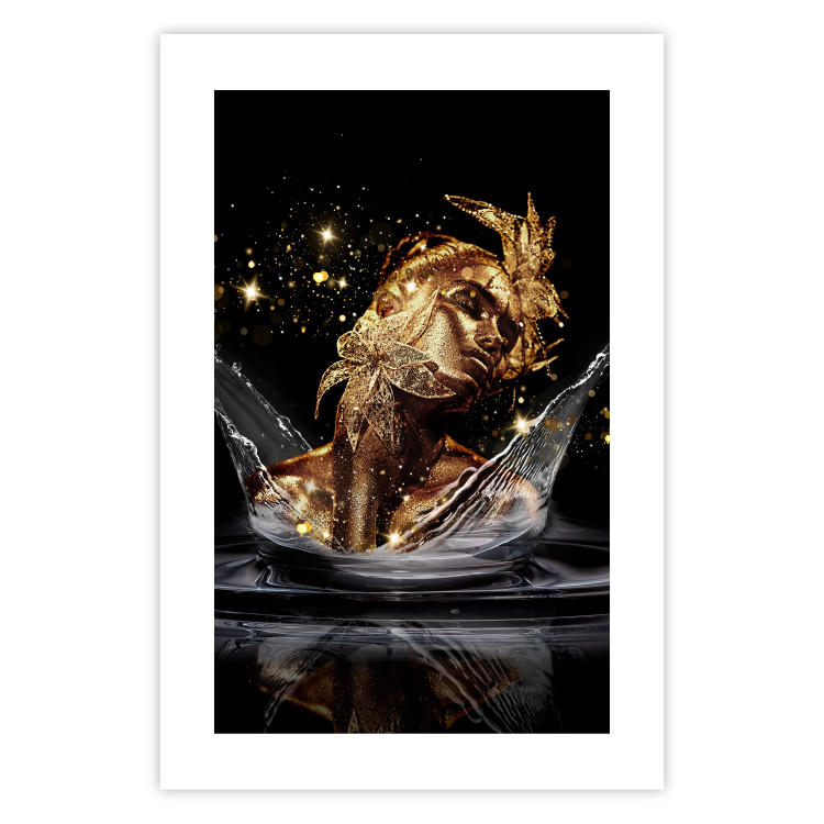 Wall Poster Golden Dream - abstract golden figure of a woman in water on a black background 132199 additionalImage 19
