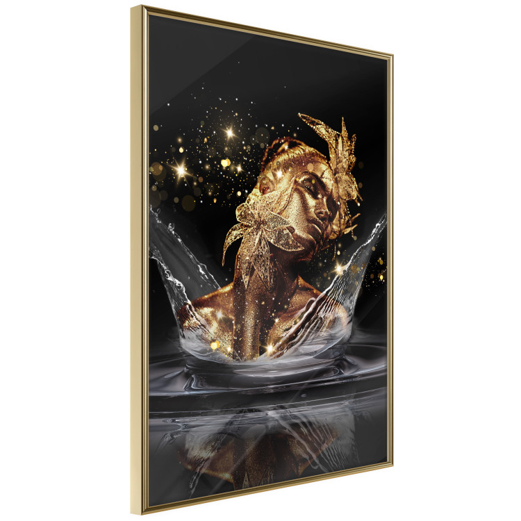 Wall Poster Golden Dream - abstract golden figure of a woman in water on a black background 132199 additionalImage 6