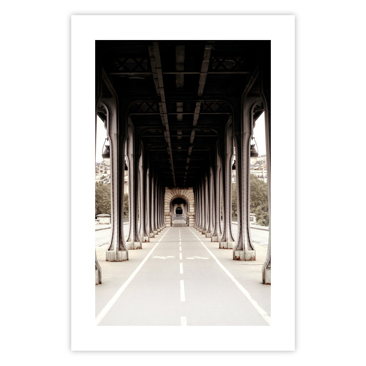 Wall Poster Pont de Bir-Hakeim - bike path with column architecture in sepia 132299 additionalImage 23