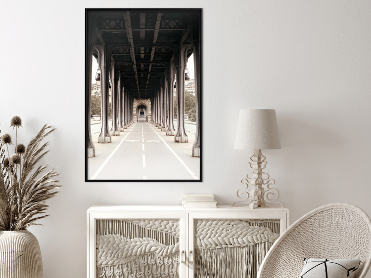 Wall Poster Pont de Bir-Hakeim - bike path with column architecture in sepia 132299 additionalImage 4