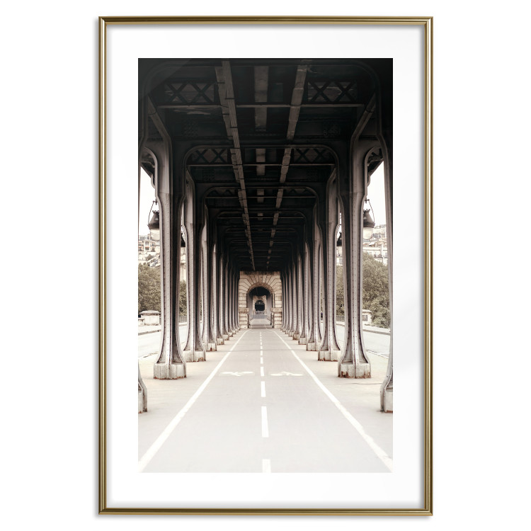 Wall Poster Pont de Bir-Hakeim - bike path with column architecture in sepia 132299 additionalImage 21