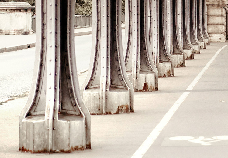 Wall Poster Pont de Bir-Hakeim - bike path with column architecture in sepia 132299 additionalImage 11