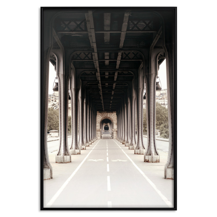 Wall Poster Pont de Bir-Hakeim - bike path with column architecture in sepia 132299 additionalImage 20