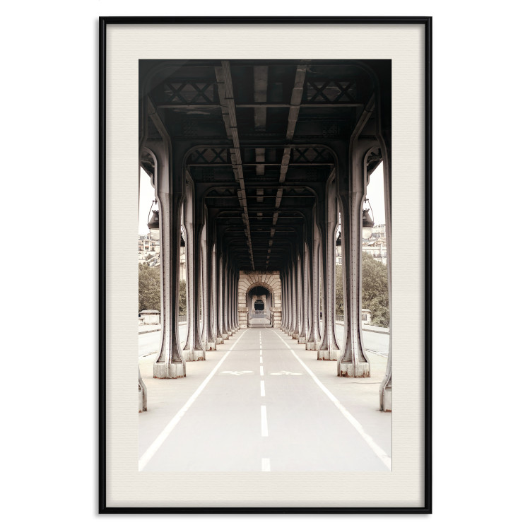Wall Poster Pont de Bir-Hakeim - bike path with column architecture in sepia 132299 additionalImage 22