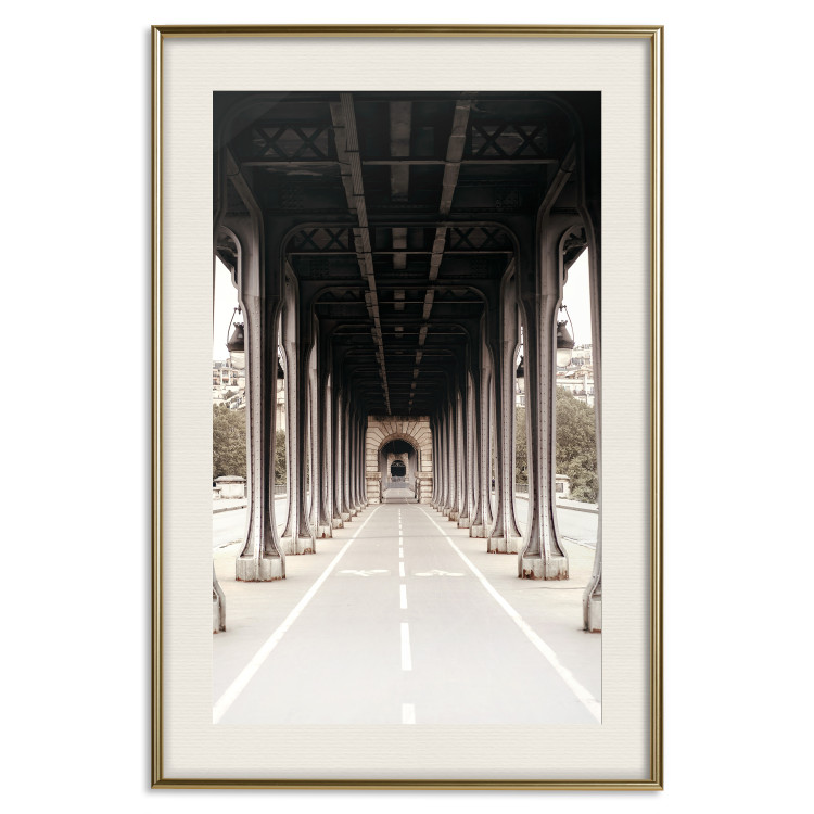 Wall Poster Pont de Bir-Hakeim - bike path with column architecture in sepia 132299 additionalImage 20
