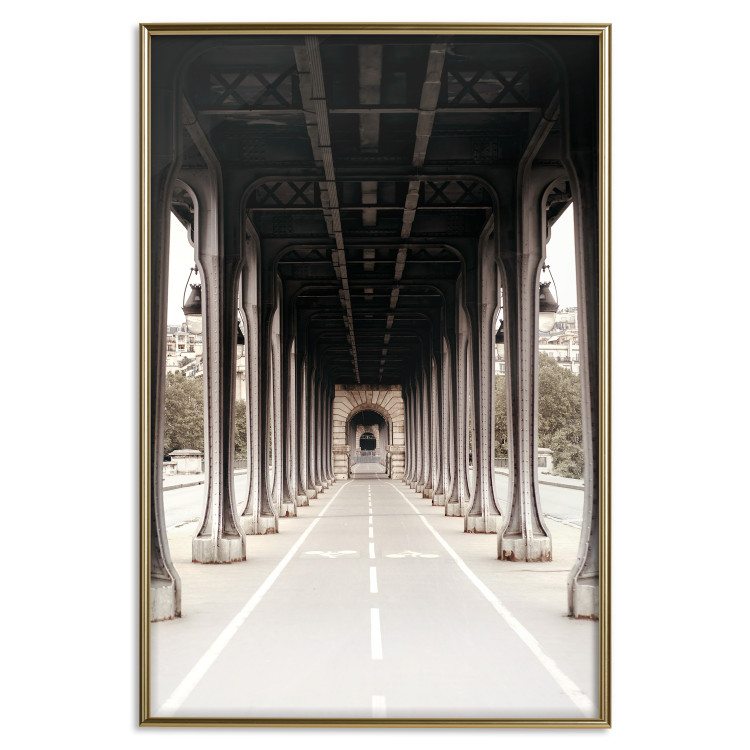 Wall Poster Pont de Bir-Hakeim - bike path with column architecture in sepia 132299 additionalImage 19