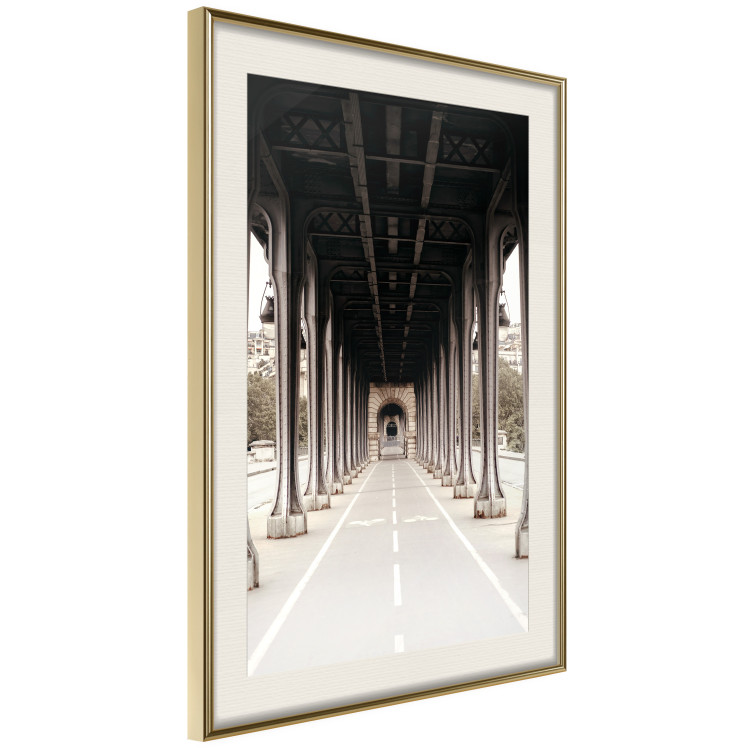 Wall Poster Pont de Bir-Hakeim - bike path with column architecture in sepia 132299 additionalImage 3