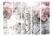 Folding Screen Rosy Orchids II (5-piece) - collage in pink flowers on concrete 132799 additionalThumb 3