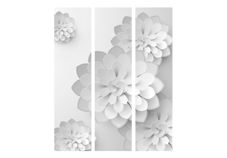 Room Divider Screen White Garden (3-piece) - simple composition in alabaster flowers 132999 additionalImage 3