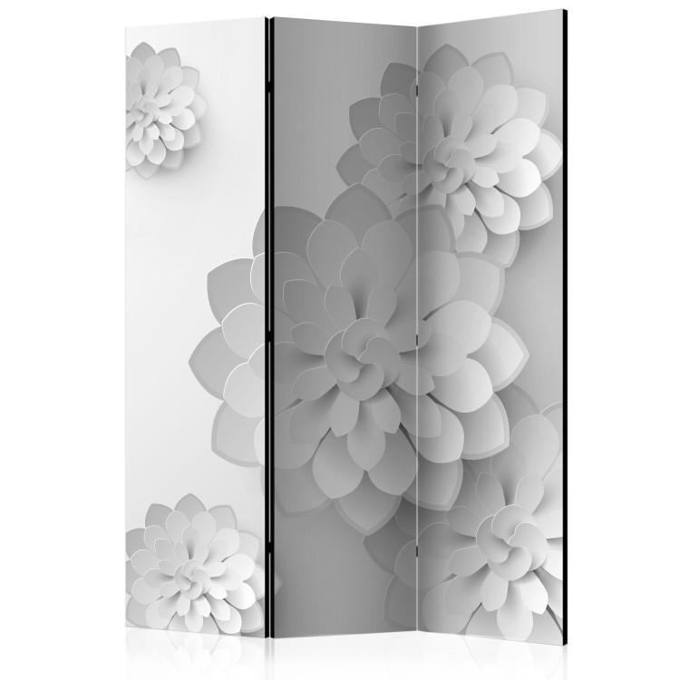 Room Divider Screen White Garden (3-piece) - simple composition in alabaster flowers 132999