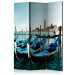Room Divider Screen Gondolas on the Grand Canal (3-piece) - boats and beautiful Venice in the background 133099