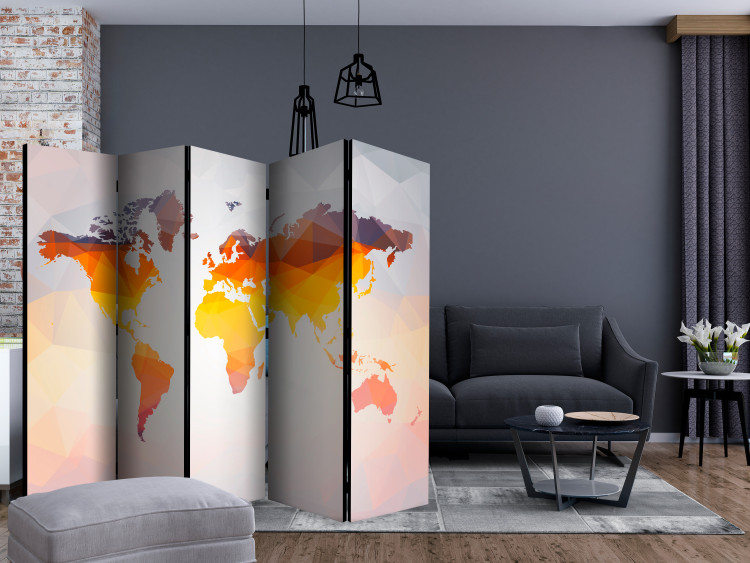 Room Divider Rusted II (5-piece) - geometric colorful world map 133299 additionalImage 4
