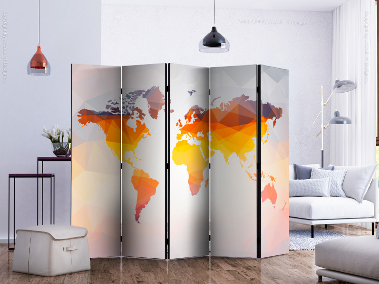 Room Divider Rusted II (5-piece) - geometric colorful world map 133299 additionalImage 2