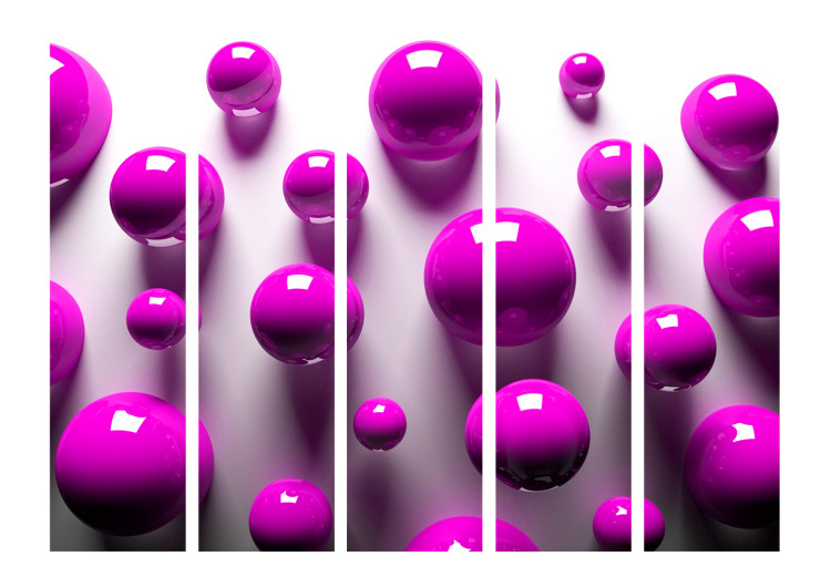 Folding Screen Purple Balls II (5-piece) - geometric 3D composition 133499 additionalImage 3