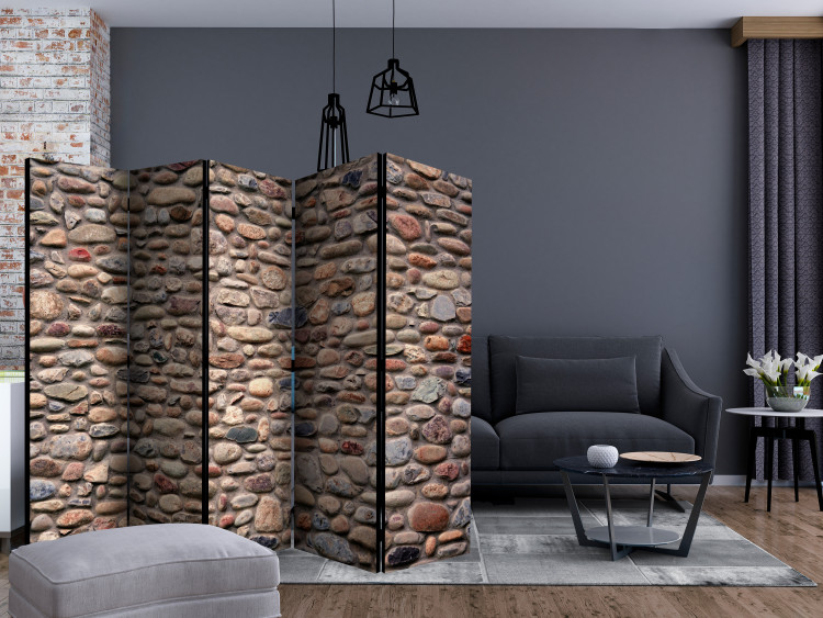 Room Separator Stone Varieties II - texture of colorful stones with gray background 133599 additionalImage 4