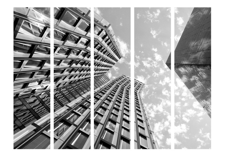 Room Separator Reach for the Sky II (5-piece) - black and white architectural landscape 134199 additionalImage 3