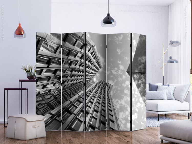 Room Separator Reach for the Sky II (5-piece) - black and white architectural landscape 134199 additionalImage 2