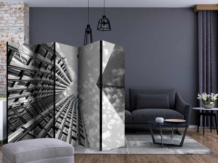 Room Separator Reach for the Sky II (5-piece) - black and white architectural landscape 134199 additionalImage 4