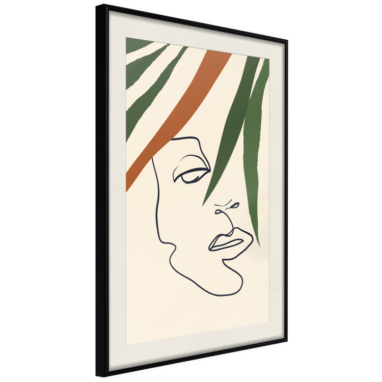 Poster Magical Gaze - simple lineart with a human face among leaves 137499 additionalImage 8