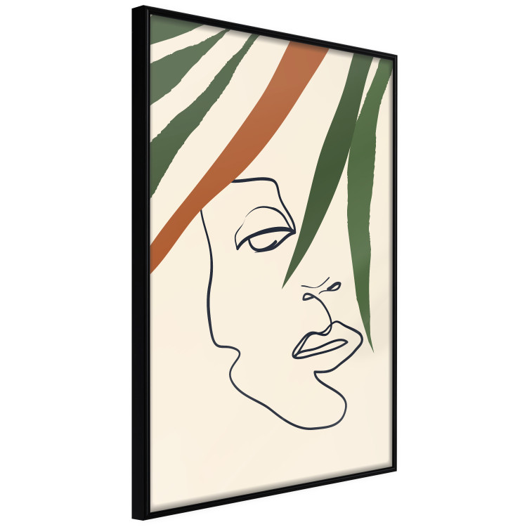Poster Magical Gaze - simple lineart with a human face among leaves 137499 additionalImage 6