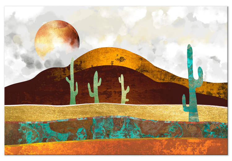 Canvas Cactus Landscape (1-piece) Wide - desert landscape in sunlight 142999