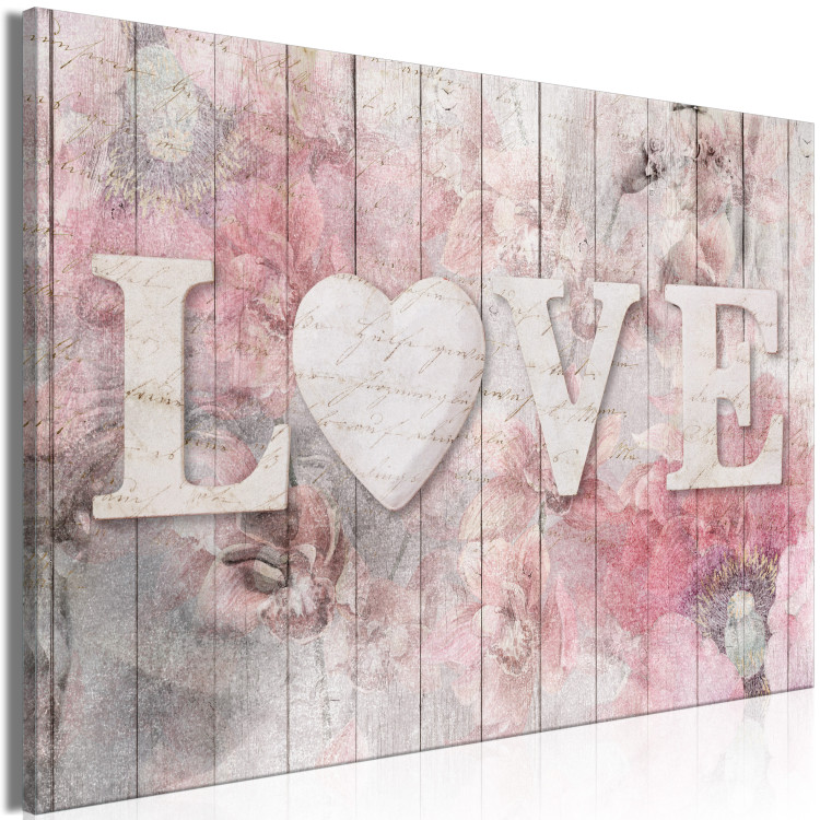 Canvas Art Print Love Poetry (1-piece) Wide - wooden English text 143699 additionalImage 2