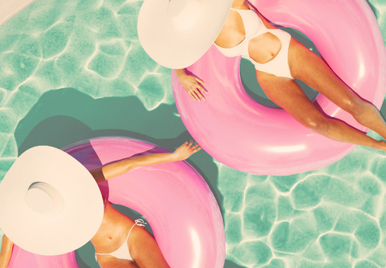 Wall Poster Relaxation in the Pool - Women Sunbathing on Inflatable Wheels 144499 additionalImage 10