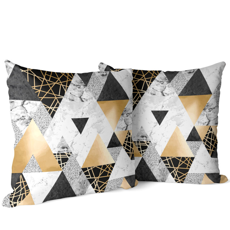Decorative Microfiber Pillow Elegenat geometry - a minimalist design with imitation marble and gold cushions 146799 additionalImage 3