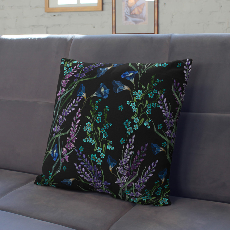 Decorative Microfiber Pillow Provencal night - fine floral motif on black background cushions 146899 additionalImage 4
