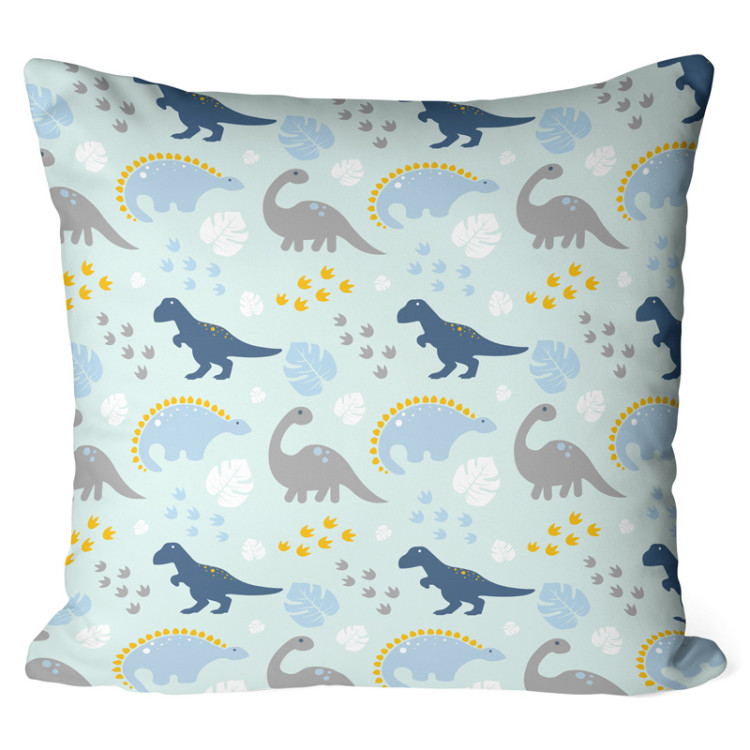 Decorative Microfiber Pillow In the land of dinosaurs - composition with animals, tracks and leaves cushions 146999
