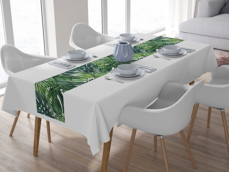 Table Runner Green corner - leaves of various shapes, shown on a white background 147299 additionalImage 2