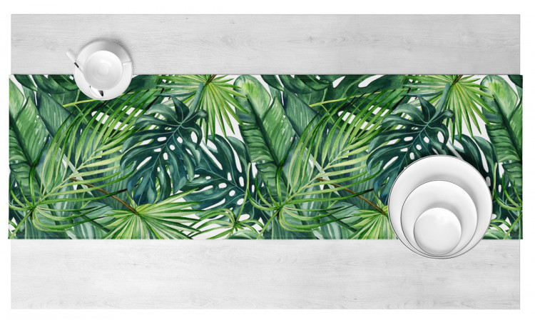 Table Runner Green corner - leaves of various shapes, shown on a white background 147299 additionalImage 3