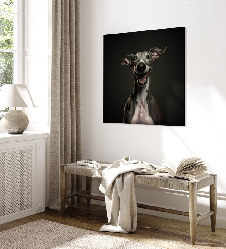 Canvas Print AI Greyhound Dog - Portrait of a Wide Smiling Animal - Square 150199 additionalImage 4