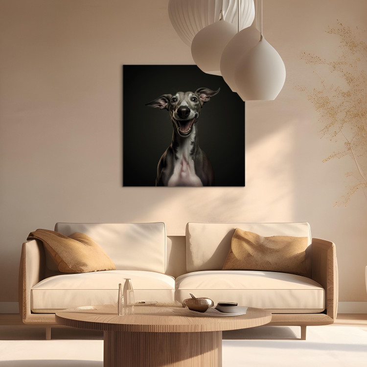 Canvas Print AI Greyhound Dog - Portrait of a Wide Smiling Animal - Square 150199 additionalImage 3