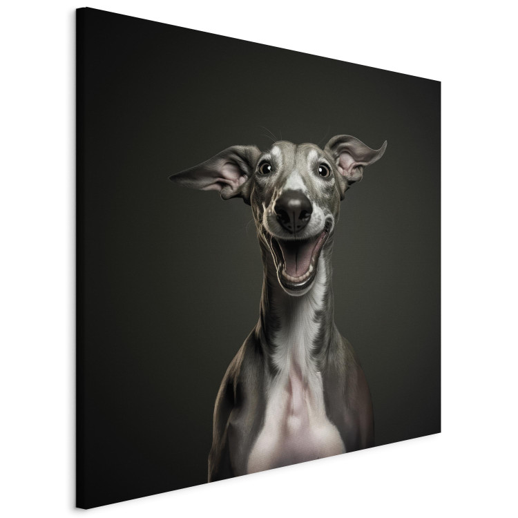 Canvas Print AI Greyhound Dog - Portrait of a Wide Smiling Animal - Square 150199 additionalImage 2