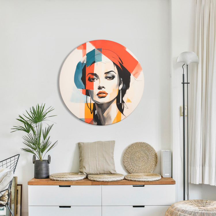 Round Canvas Shades of Femininity - Portrait With Abstract Patches of Color 151599 additionalImage 2