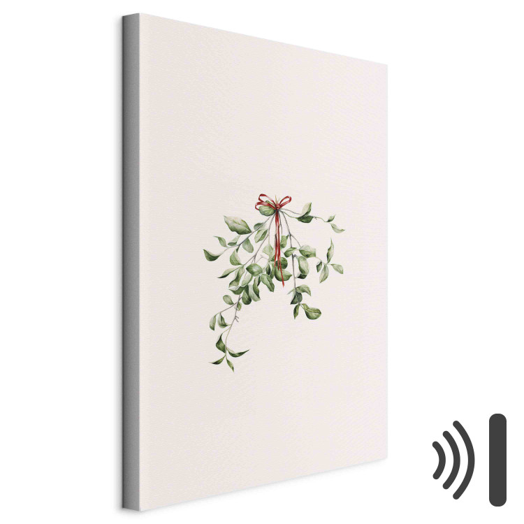 Canvas Christmas Mistletoe - Watercolor Illustration of a Branch With a Red Ribbon 151699 additionalImage 8