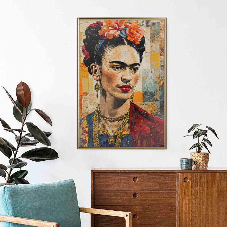 Wall Poster Frida Kahlo - Mosaic Portrait Inspired by Klimt’s Style 152199 additionalImage 2