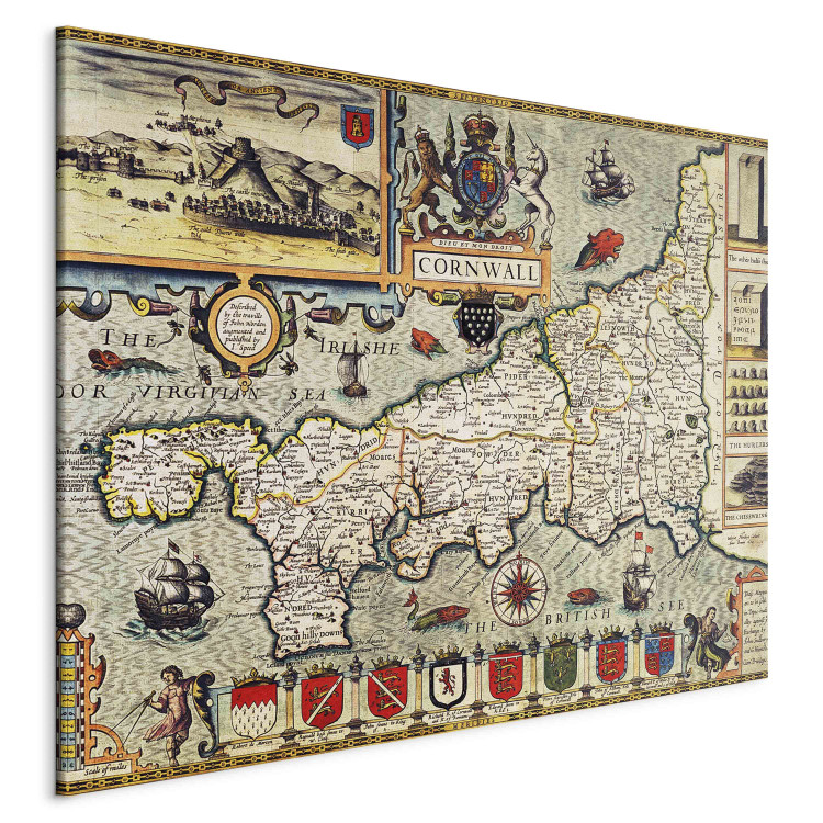 Art Reproduction Map of Cornwall from the 'Theatre of the Empire of Great Britain', pub. in London by George Humble 157899 additionalImage 2