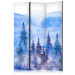 Room Divider Watercolor Landscape - Cobalt Forest of Christmas Trees on the Background of Mountain Peaks [Room Dividers] 159799