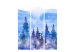 Room Divider Watercolor Landscape - Cobalt Forest of Christmas Trees on the Background of Mountain Peaks [Room Dividers] 159799 additionalThumb 3