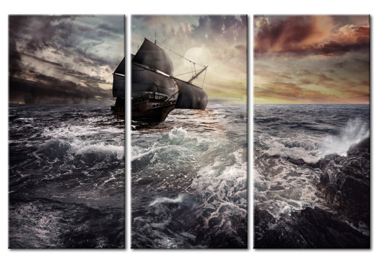 Canvas Art Print Lonely ship on a high seas 58499