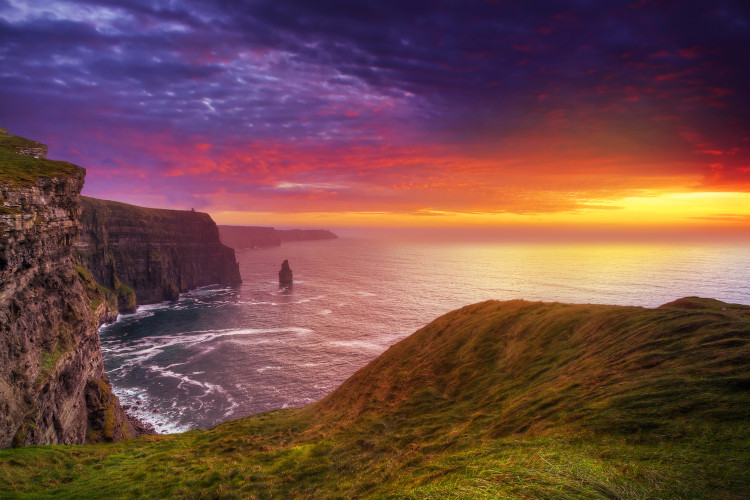 Photo Wallpaper Cliffs of Moher, Ireland - Seascape with the Sea and Cliffs at Sunset 60499