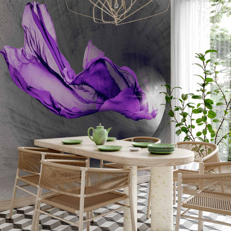 Photo Wallpaper Abstract Spirit - Purple Fabric Motif in Gray Concrete Tunnel 64699 additionalImage 4