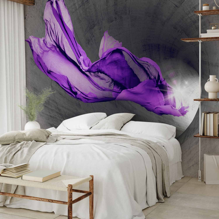 Photo Wallpaper Abstract Spirit - Purple Fabric Motif in Gray Concrete Tunnel 64699 additionalImage 2